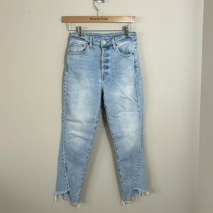 Etica Alex Boy Jean Skinny Ankle Raw Hem Dream On High Rise Button Fly Sz 27